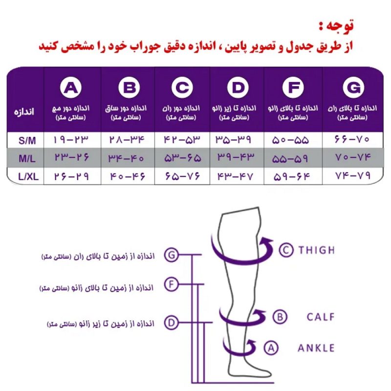 جوراب واریس ورنا AF کلاس 2 سایز L/XL کد S102 - Image 2